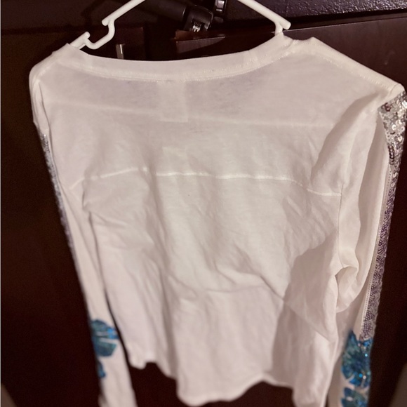 PINK Victoria's Secret Long Sleeve White Shirt with Sequin Design - Picture 4 of 4